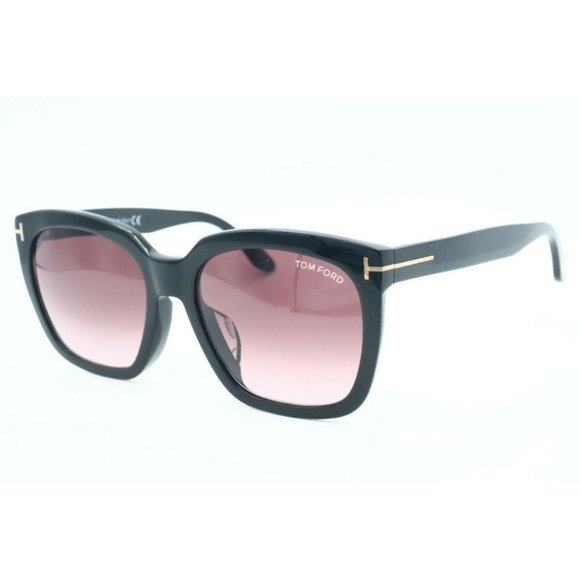 Tom Ford Amarra TF 502-F 01T Square Black Sunglasses Rose Gradient Lens 55mm (B)